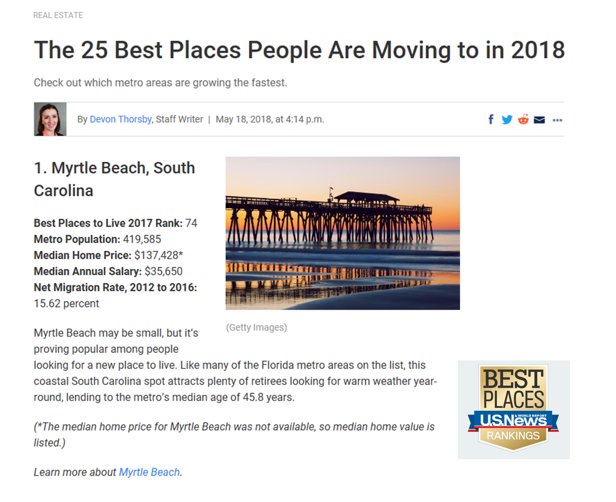 Best Places to Move 2018 US News